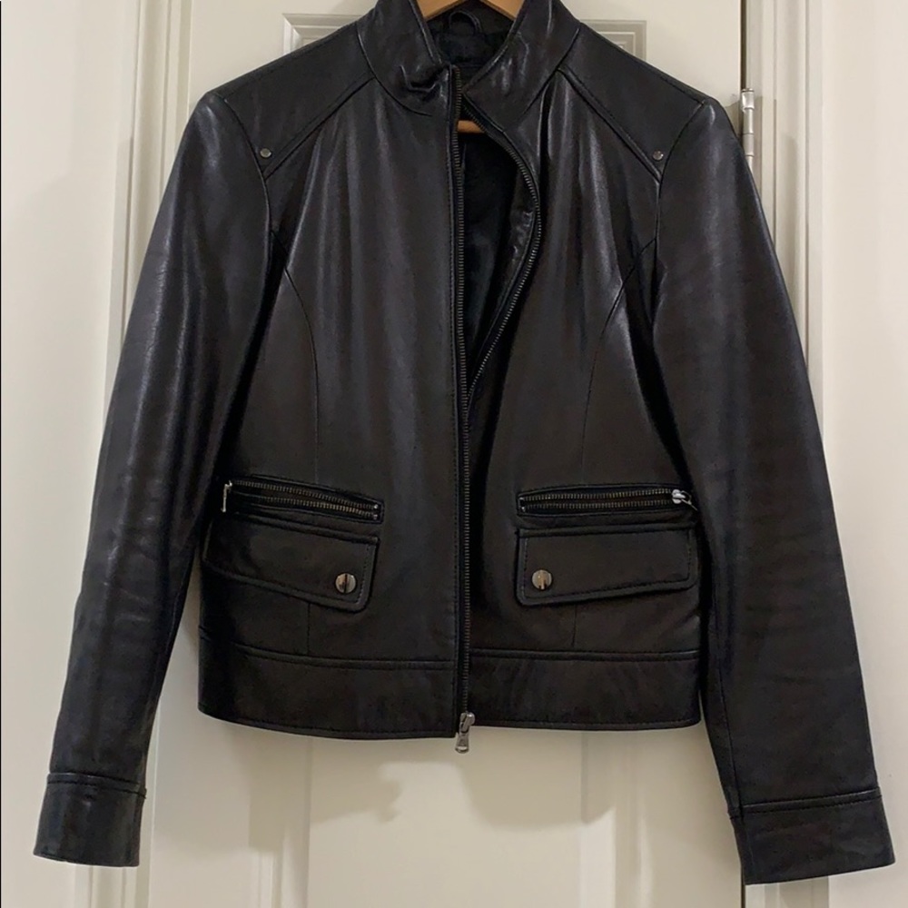Black leather jacket
